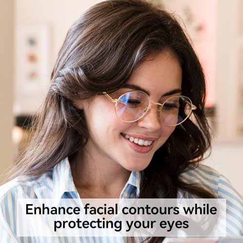 Image of Dollger Round Blue Light Blocking Glasses for Women Men Circle Clear Lens Metal Frame Computer Gaming Eyeglasses Blue Light Glasses