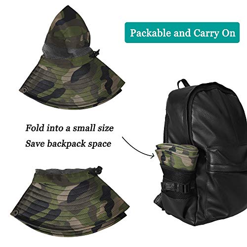 Image of ZLYC Mens Waterproof Camo Sun Hat Wide Brim Packable Outdoor Mesh Fishing Bucket Hats