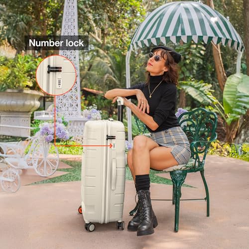 Image of Nasher Miles Paris Hard-Sided Polypropylene Check-in Luggage 28 inch | 75cm | 8 Wheels Large Trolley Bag for Travel | Suitcase (White)