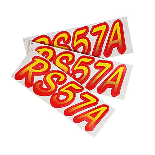 Image of STIFFIE Whipline Yellow /Red 3 inch Boat & PWC Registration Decals • Numbers Letters Stickers