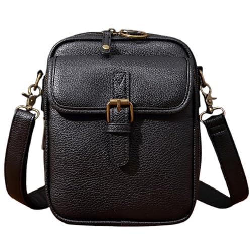 PNZLZIA Bolso bandolera vintage de gran capacidad, bolso bandolera de piel vintage para mujer, bolso bandolera para teléfono móvil (Black)