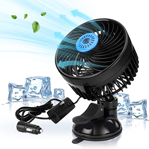 Ventilateur De Voiture USB 12V/24V Demiawaking | 3 Vitesses, Ventouse Puissante, Rotation à 360°, Diffuseur D'arômes