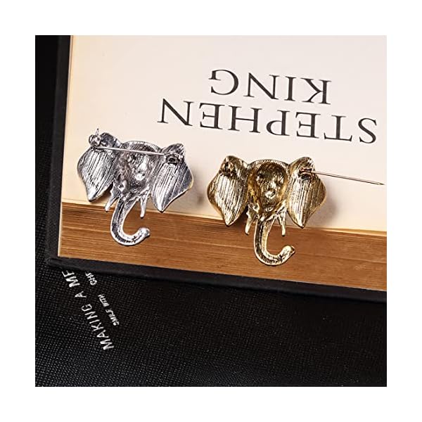 2PCS Animal Brooch Vintage Alloy Inlaid Rhinestone Female Elephant Collar Brooch Pin Badge for WOMEN - Image 8