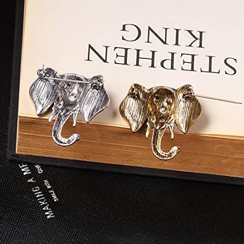 2PCS Animal Brooch Vintage Alloy Inlaid Rhinestone Female Elephant Collar Brooch Pin Badge for WOMEN - Image 8