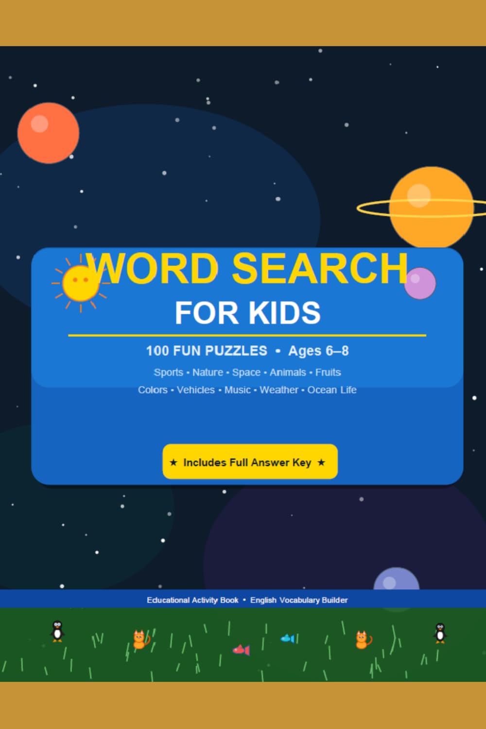 Word Search for Kids 6-8: 100 Themed Fun Word Searches