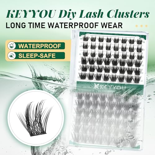 Image of Lash Clusters 96pcs Individual Lashes Y22 D Curl 14mm Eyelash Clusters KEYYOU Volume Wispy Lash Extension Soft&Comfortable Easy DIY at Home(Y22,D-14mm)