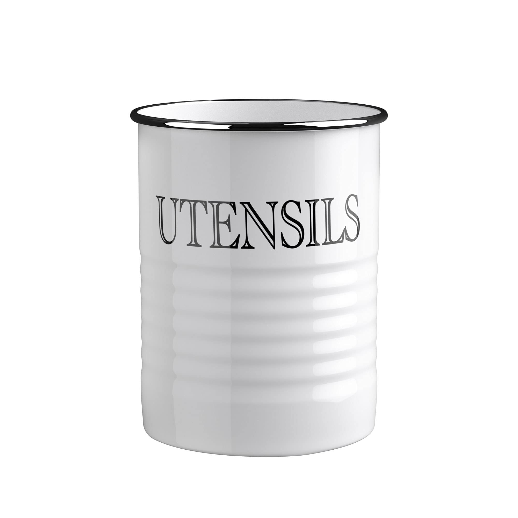 KARRYOUNG Farmhouse Kitchen Utensil Holder – 6.6”Metal Utensils Caddy Organizer for Countertops, Spoons, Spatula, FlatwareStorage- Rustic Vintage Style Large Kitchen Tool Crock - White