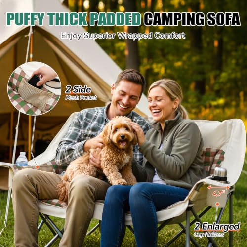 Silla de Camping Doble Padded Double Camping Chair Thallike para 2 Personas Oversize con Porta Vasos y Bolsillos de Malla miniatura 3
