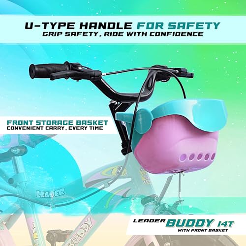 Leader Buddy Kids Cycle 14T with Training Wheels (SEMI-Assembled) for Boys and Girls Ideal for Age Group 2-5 Years | Frame: 8 Inches (14T, Sea Green_Light Pink) 5 51SYyj5XJqL