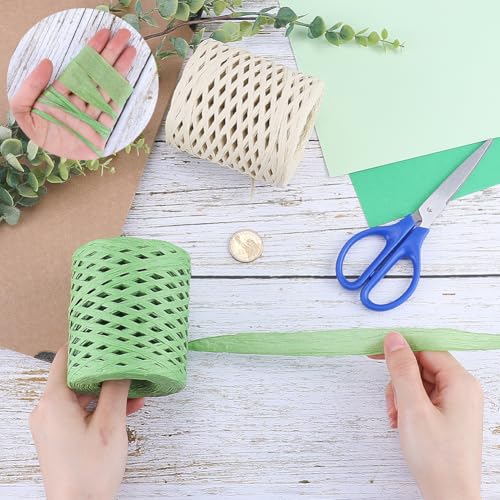 CRASPIRE 218 Yards Raffia Paper Ribbon for Wrapping Ribbon Green Packing Ribbon Raffia Twine String Packing Paper Twine for Christmas Wrapping DIY Craft - Image 3