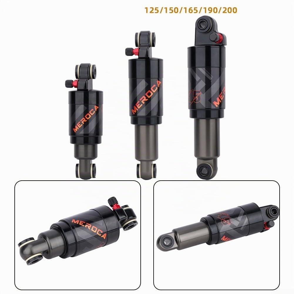 EasyByMall Amortisseur arrière pour vélo de montagne avec verrouillage 125/150/165/190/200 mm, pour VTT, vélo de route (165 mm), 19A248645JVRD12XRQL1X