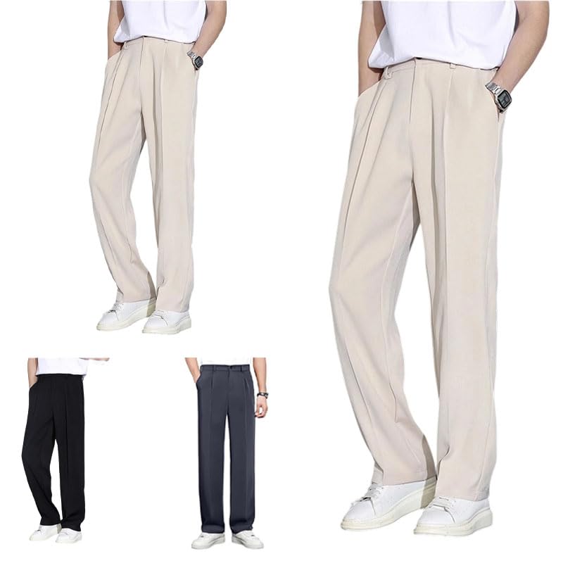 Dualego Super Stretch Ice Silk Comfort Everyday Pants, Stretch Waist Ice Silk Pants, Soft Breathable