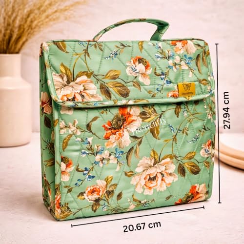 Image of Trendifly Cotton Blend Foldable Multipocket Jewellery Suitcase Women Embroidery Travelling Jewelry Sutcase Bag 5 Transparent Pockets Earrings Necklace Bangles Rings Girls (Flower Green)