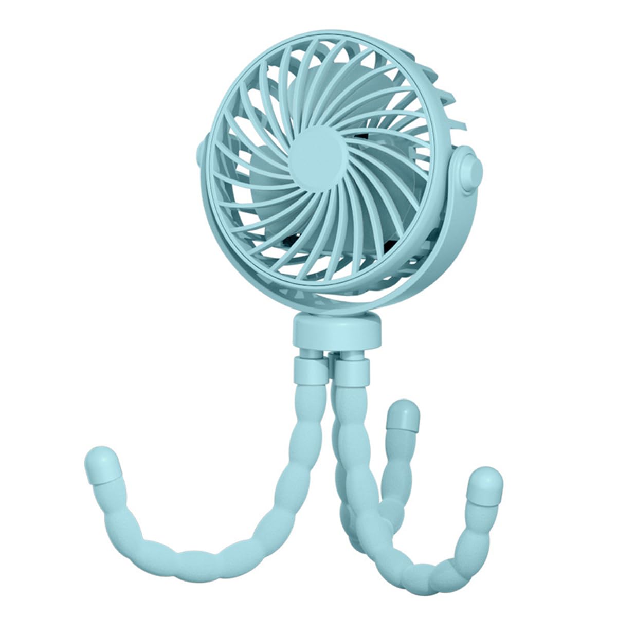 Pram Fan Clip on Stroller - USB Rechargeable Pram Fan with Night Light (Blue)