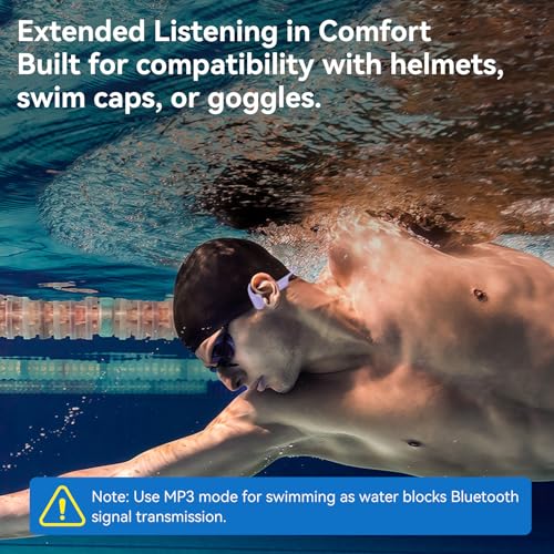 Image of Full-Coverage Liquid Silicone Swimming Headphones, IP68 Waterproof Underwater Headphones, Bluetooth 6.0&MP3 with 32GB Memory Card, Soft /Skin-Comfortable Open Ear Bone Conduction Swim Earbuds(Purple)