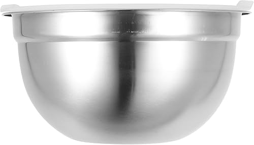 Miniatura 1 de Zerodeko Tazón de acero inoxidable con tapa, sin base, para fideos de ensalada y sopa, multiusos, esencial para hornear y cocinar