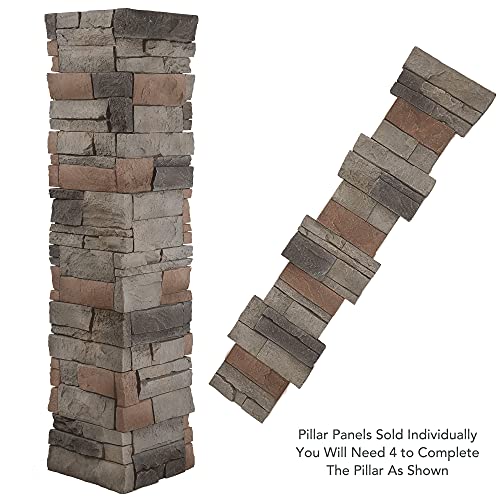 GenStone Faux Stacked Stone Flat Pillar Cap 13.5" x 13.5" x 1.75" in Kenai Color for Do It Yourself Friendly Home Improvement Projects2