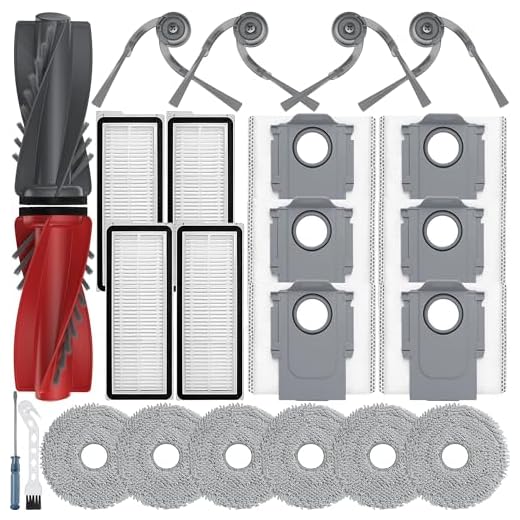 Bluearks 24 Stück Zubehörset,Kompatibel mit Roboter Qrevo S5V/Qrevo Curv/Qrevo Curv S5X/Qrevo Edge S5A Roboter Saugroboter,2 Hauptbürste,4 Filter,6 Wischpad,6 Seitenbürsten,6 Staubbeutel