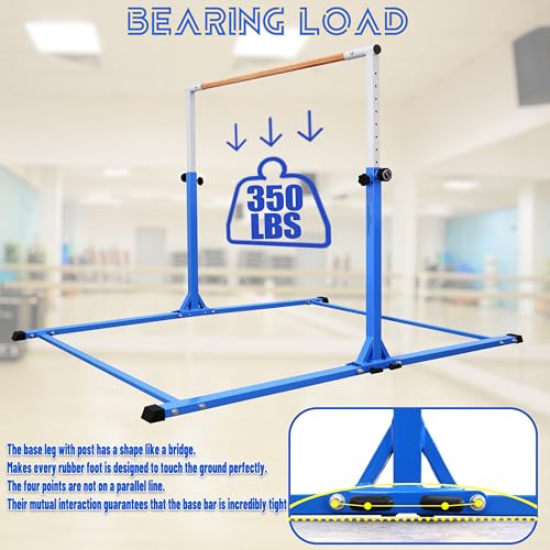 Image of Seliyoo Foldable Gymnastics Bar for Kids Teens Ages 3-18, 5FT /6FT Kip Training Bar -Sturdy Base for Home Training,Adjustable Height 35 inch to 59 inch for, 400 LBS Capacity,Anti-Slip Base & Easy Assembly