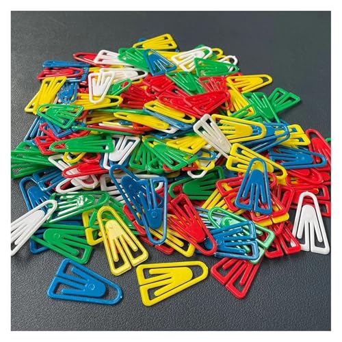 Trombones en plastique triangulaires 35 mm : boîte de 600 pièces multicolores