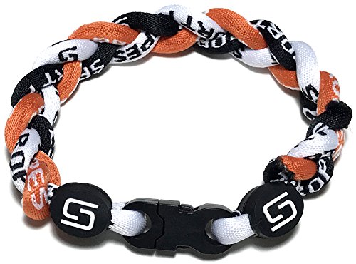 Sport Ropes 3 Rope Titanium Bracelet (Orange/Black/White, 8")