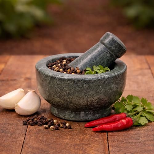 MM HANDICRAFT Green Marble Imam Dasta 3 inch | Okhli Musal | Mortar and Pestle Set | Kharal Khalbatta | Herbal Crusher | Mixer and Grinder Set for Kitchen (Multiple Sizes) (Green, 3 inch)