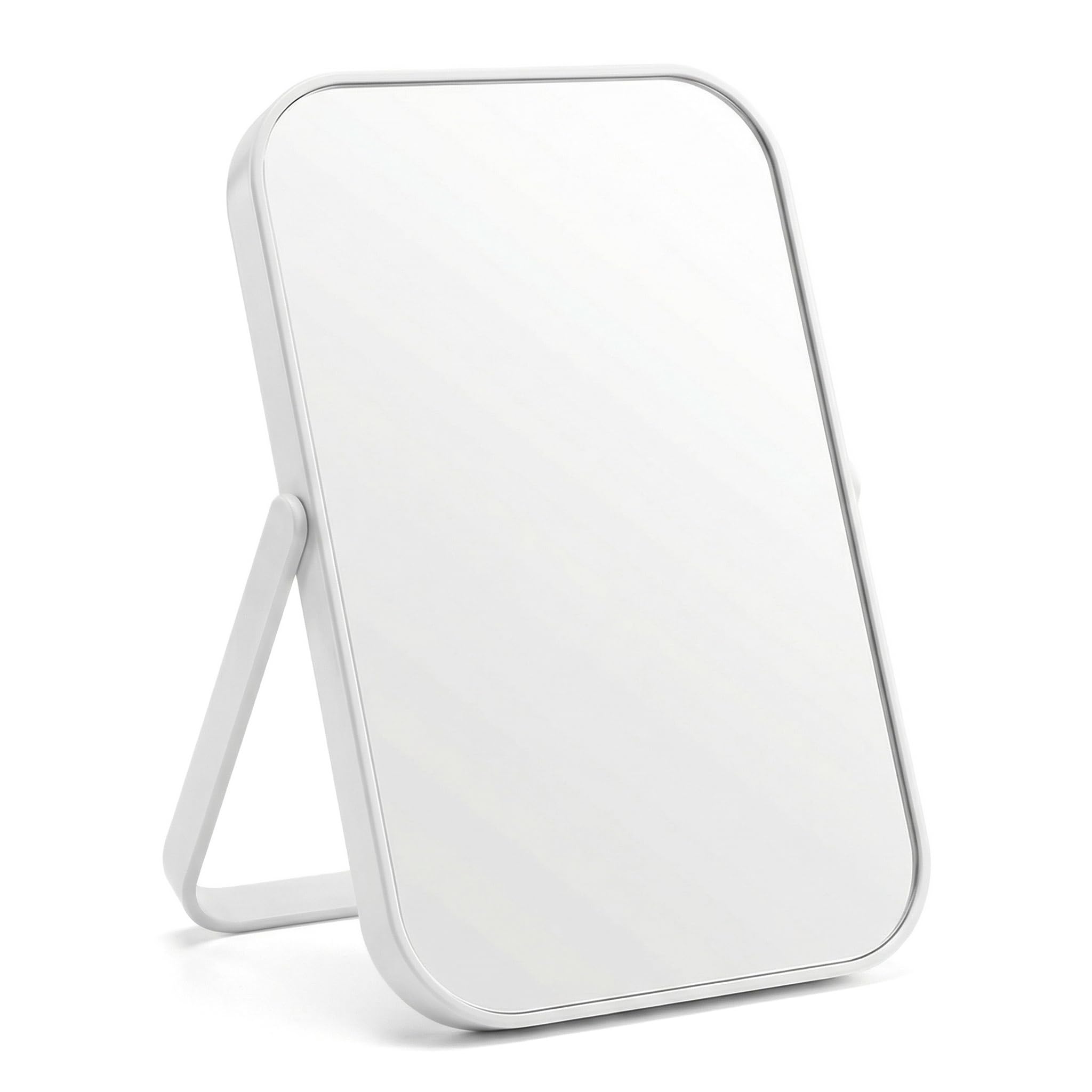 Daleweo Foldable Tabletop Makeup Mirror, 20.8 * 14.8cm Portable Free Standing Vanity Mirror for Office Desk, Dressing Table, Travel and Camping (white)