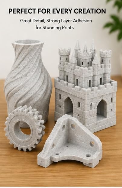 Image of PLA 3D Printer Filament 1.75mm, 1kg Spool (2.2 lbs) - UV /Heat /Weather Resistant, Strong Layer Bonding, Smooth Printing, Low Odor, Outdoor Functional Prototypes, FDM Compatible (Silver Gray, 1 kg)