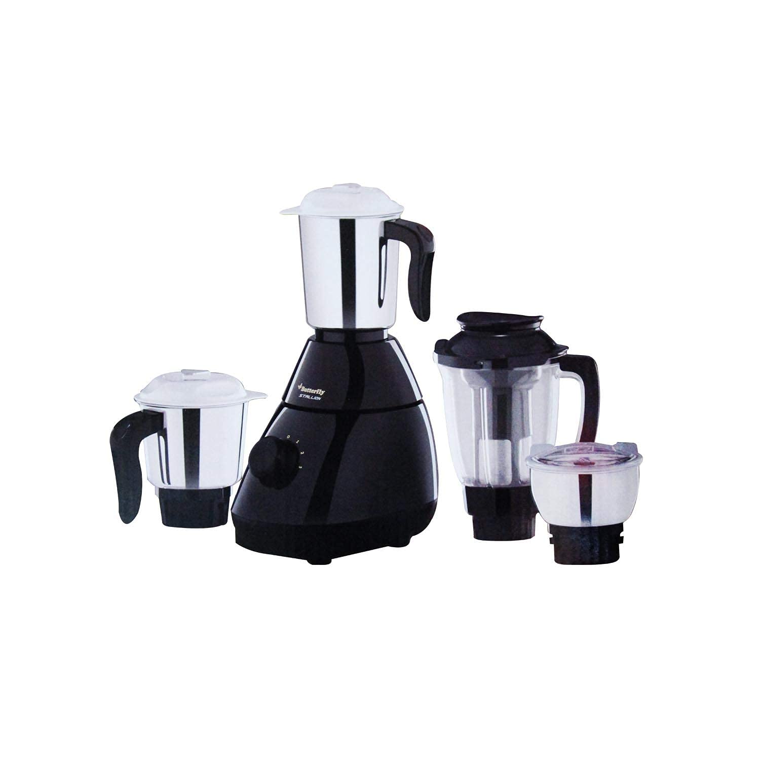 Butterfly Stallion 4 Jar Mixer Grinder| 500W Motor| 3 Leakproof Stainless Steel Jar & 1 Juicer Jar| Ink Blue