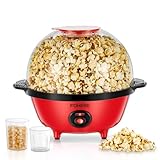 FOHERE 4,5L Macchina Popcorn, 700W Macchina per Pop Corn Include 2 Misurini per Chicchi di Mais, Zucchero e Olio, Agitazione Automatica Pop Corn Macchina per le Vacanze e le Serate al Cinema