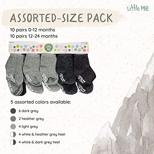 Image of Little Me 20-Pack Newborn Baby Infant & Toddler Unisex Socks, For Baby Girl or Boy, 0-12 & 12-24 Months, Assorted Size Pack