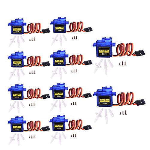 DaFuRui 10Pack SG90 Servo Micro Servo Motor， Mini 9G Servo Motor arduino Compatible for Arduino RC Robot Helicopter Airplane Boat Controls