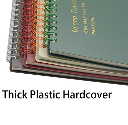 Yansanido Top Bound Spiral Notebook, 4 Pcs B5 Thick Plastic Hardcover 7Mm College Ruled 4 Color 80 Sheets -160 Pages Journals For Study, Work, Travel And Notes (Dark Color) #TOP5