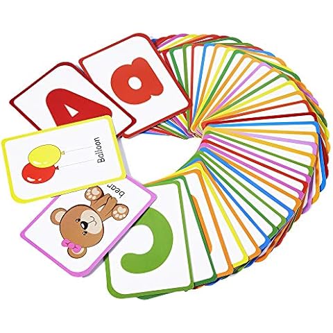 ZazzyKid Alphabet Flash Cards for Kids: Teach Toddler ABC Letters & Words, 52 Double-Sided Cards - Preschool Learning Cover