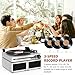 Vinyl Record Player with External Speakers BT 5.3 Wireless Turntable Portable with 3 Speed USB Vintage Wooden White