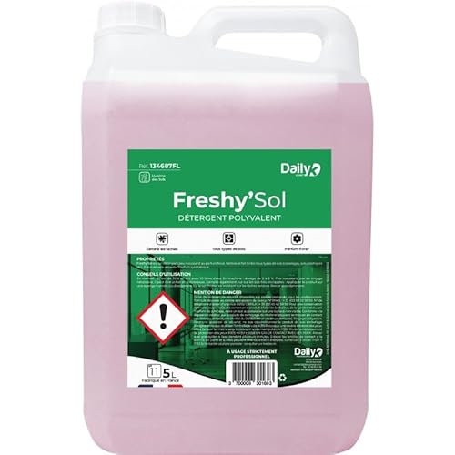 DAILY K - Détergent polyvalent sols FRESHYSOL - Détergent neutre - Floral - Fabriqué en France - Bidon 5 Litres