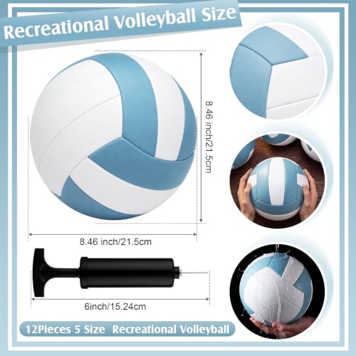 Image of Vinsot 12Pcs Size 5 Recreational Volleyballs with Air Pump Regulation Soft Volleyball Ball for Outdoor Indoor Play Waterproof Volleyball Bulk for Beginner Gym Training Beach Swimming Pool
