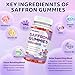 Saffron Gummies for Kids & Adults, 20-in-1 Saffron Supplements with 88.5mg Saffron Extract, B6, B12, C, D3, Magnesium for Calm, Focus, Nerve, Sugar Free, Vegan, Non-GMO - Strawberry Flavor, 60 Counts