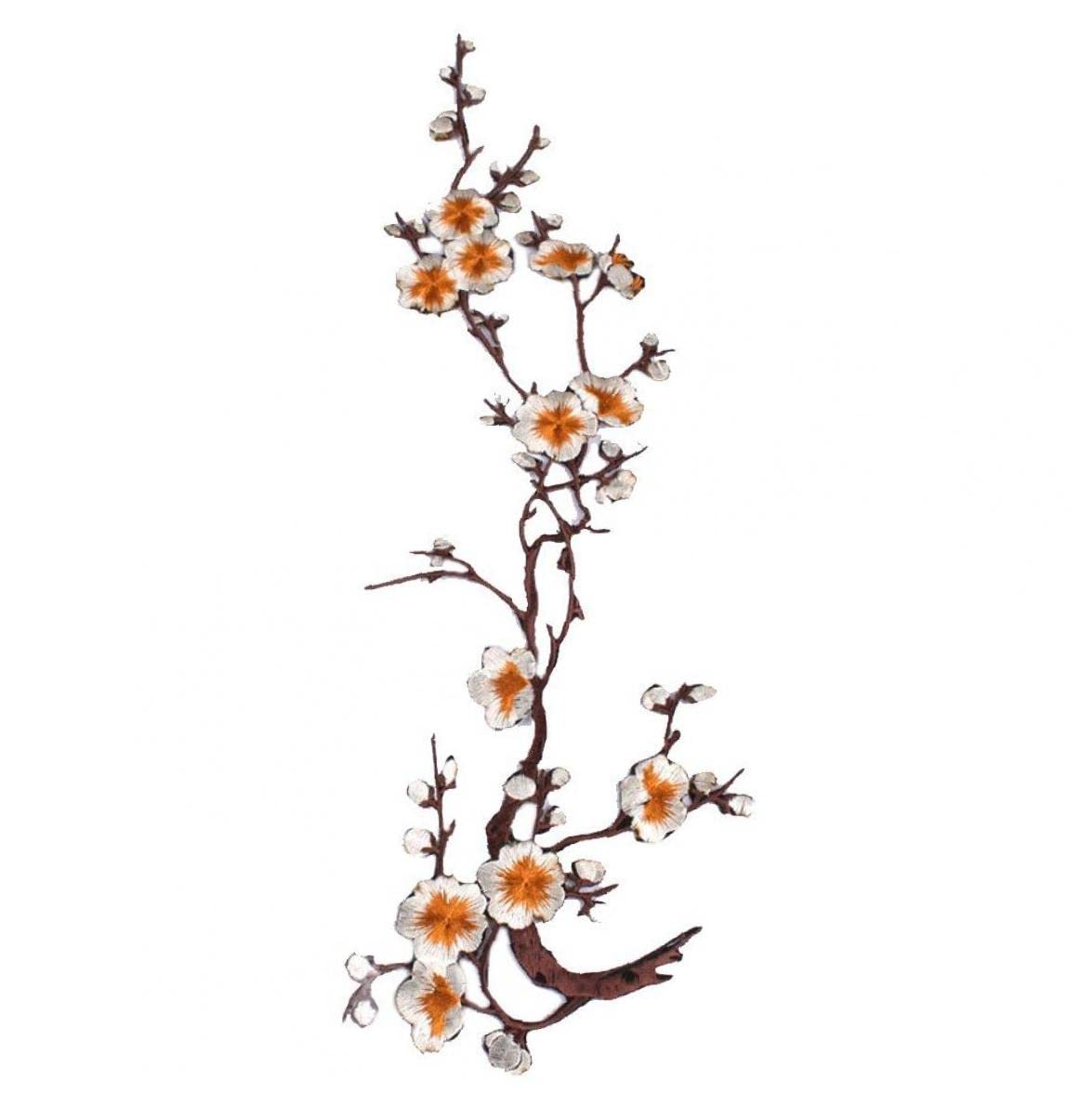 Casiler Yellow Plum Blossom Applique Clothing Embroidery Flower Iron On Patch Fabric Sticker Craft For Sewing Repair Embroidered