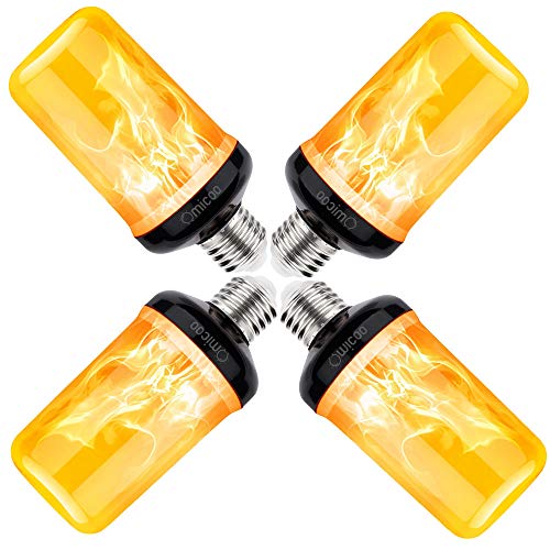 Omicoo Updated LED Flame Effect Light Bulb(4 Pack), 4 Modes Christmas Flame Light