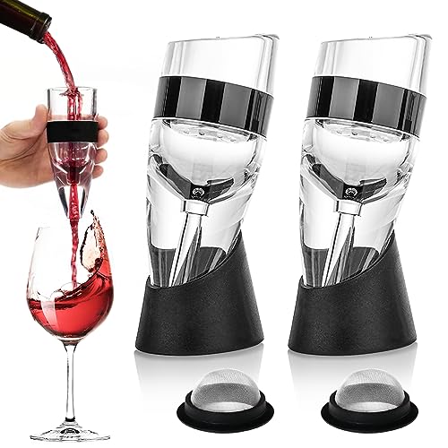 Decanter per Vino, 2 Pezzi Aeratore Vino Con Supporto, Magic Decanter Aeratore Vino Rosso, per Gli Amanti del Vino