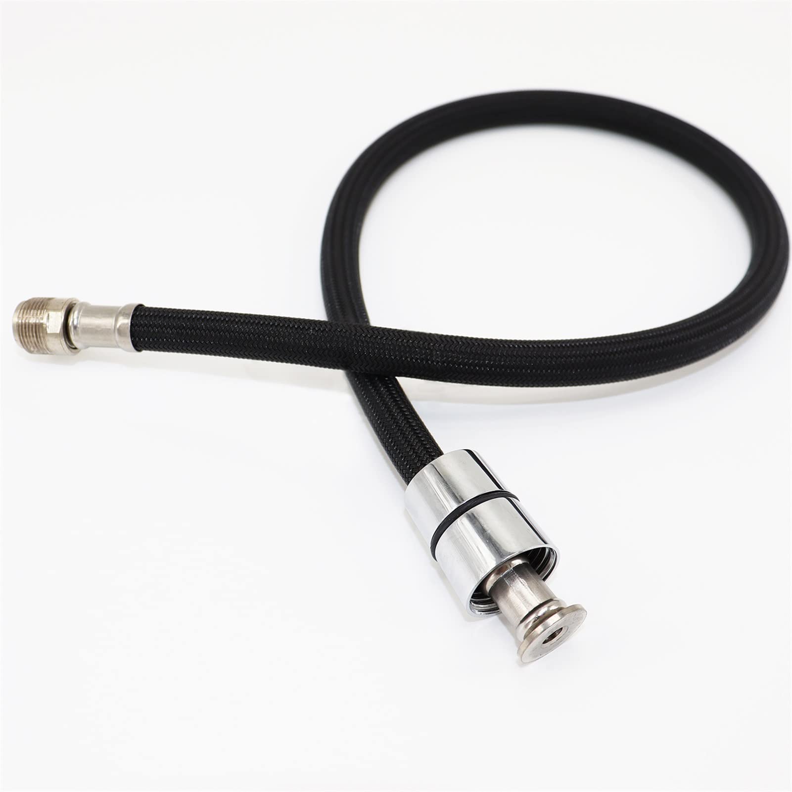 Manguera de ducha flexible de 60 cm, M15 x 1, tubo de agua de nailon trenzado, manguera de grifo negro/gris para fontanería, diseño sin enredos, resistente a alta presión