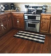 Ukeler Buffalo Plaid Rugs- Machine Washable Black and White Checkered Plaid Rug Hand-Woven Buffal...