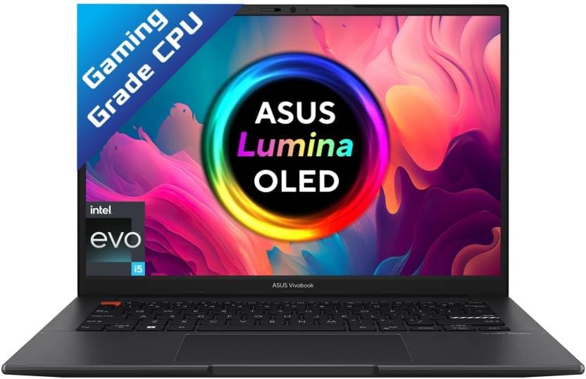 Image of ASUS Vivobook S14 OLED (2022) Intel EVO Core i5 12th Gen - (16 GB /512 GB SSD /Windows 11 Home) S3402ZA-KM502WS Thin and Light Laptop (14 Inch, Indie Black, 1.50 Kg, with MS Office)