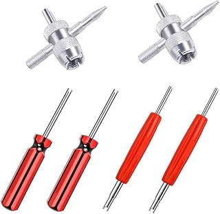 Riseuvo 6Pcs Tire Valve Stem Removal Tool - Single and Double Heads Valve Core Remover, 4-Way Valve Tool Great Tire Repair Tool for Various Valve Cores