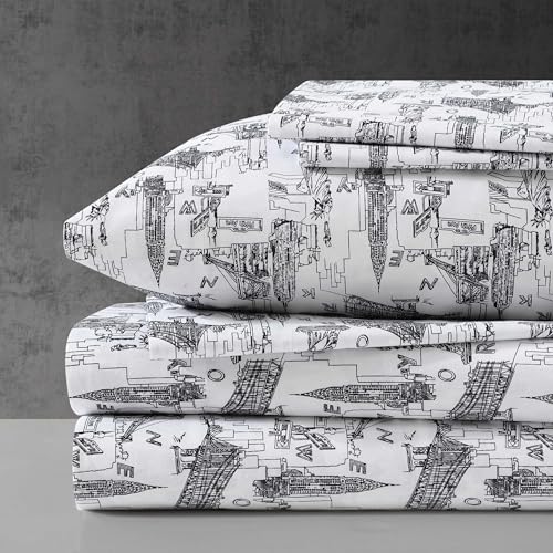 Kenneth Cole - King Sheet Set, Super Soft Wrinkle-Resistant Bedding with Bonus Pillowcases, Modern Home Decor, Oeko-Tex Certified (NYC Landmarks Charcoal, King)