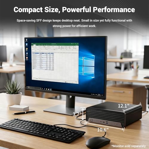 Image of HP ProDesk 400 G9 SFF Business Desktop, 14th Gen Intel Core i5-14500, 32GB DDR5, 1TB SSD, Wi-Fi, HDMI, DisplayPort, USB-C, RJ-45, Support Up to Three Displays, Wired Keyboard & Mouse, Win 11 Pro