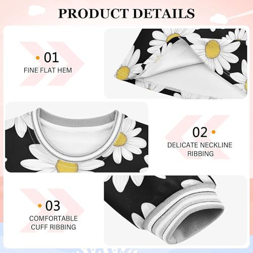 Daisy Flowers on Black Little Girl Princess Dress Pullover Toddler Party Clothes Outfit 2T3