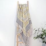 Luxury Space - Manta con flecos (125 x 150 cm),diseño de espiga en zig zag