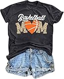 AMWIPE Mama Shirts for Women Mom Tshirt Funny Basketball Heart Graphic Tee Mom Gift Short Sleeve Tops